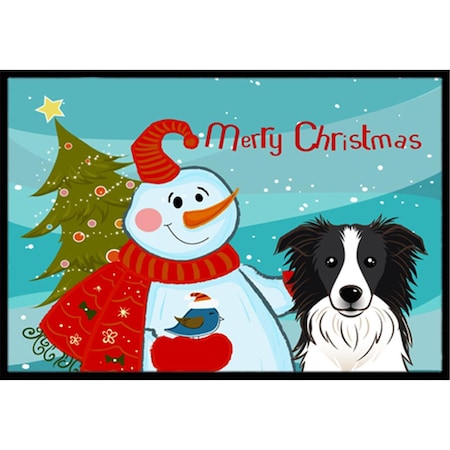 Carolines Treasures Snowman With Border Collie Indoor and Outdoor Mat- 24 x 36 in. BB1861JMAT